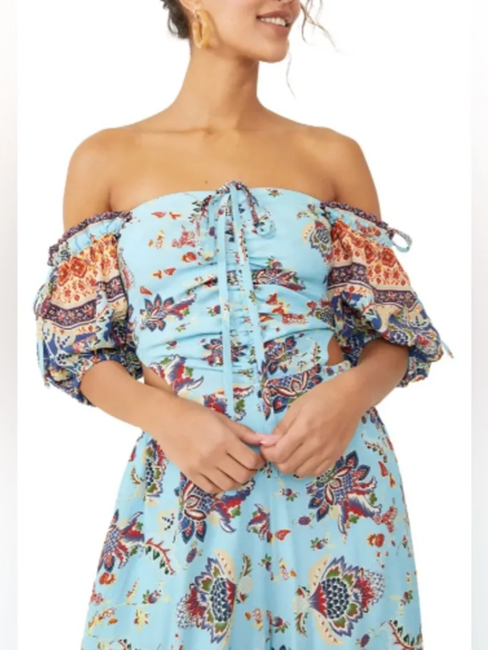 Free People Bali Citrus Skies Floral Print Wide-Leg Jumpsuit